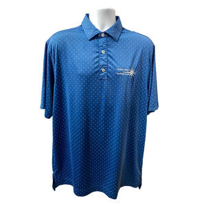 FootJoy FJ Pointe West Country Club Golf Polo Shirt Mens Large Blue White Stripe